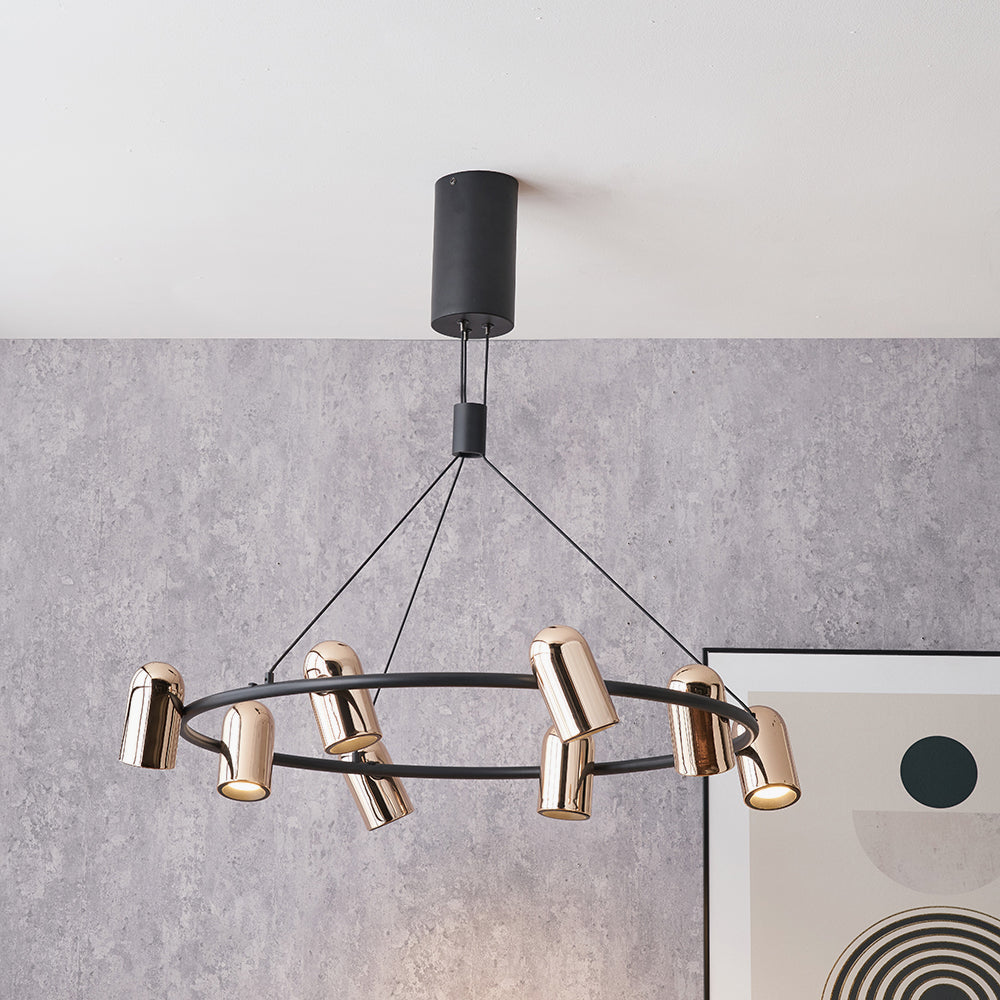 Xena Black & Rose Gold Metal 8 Light LED Pendant Light